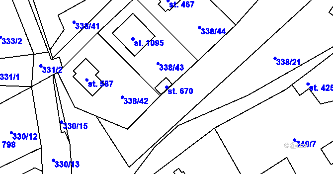 Parcela st. 670 v KÚ Senohraby, Katastrální mapa