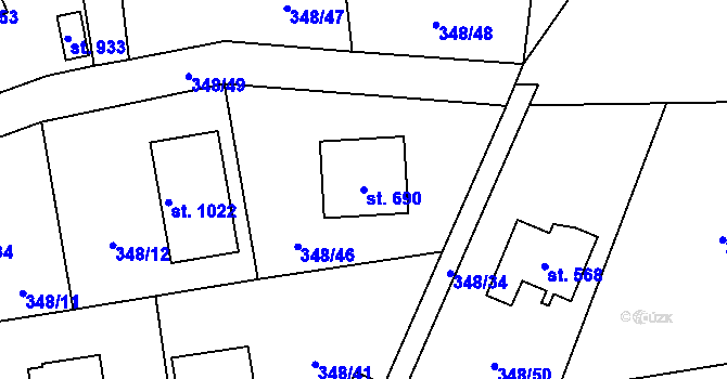 Parcela st. 690 v KÚ Senohraby, Katastrální mapa