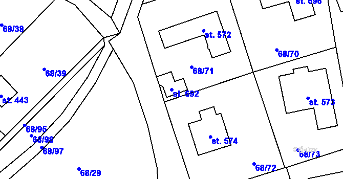 Parcela st. 692 v KÚ Senohraby, Katastrální mapa