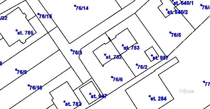 Parcela st. 752 v KÚ Senohraby, Katastrální mapa