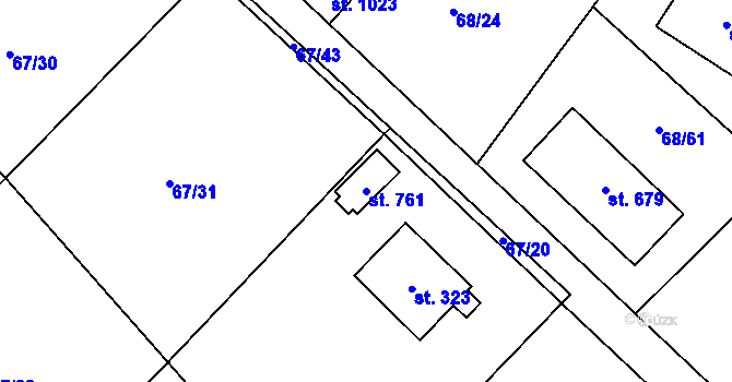 Parcela st. 761 v KÚ Senohraby, Katastrální mapa