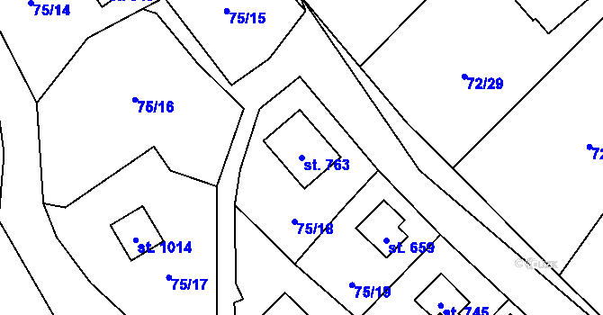 Parcela st. 763 v KÚ Senohraby, Katastrální mapa