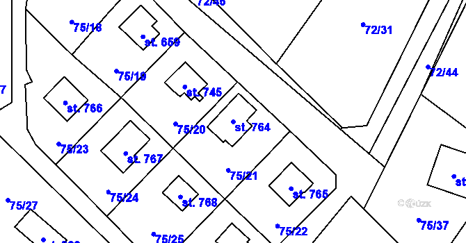 Parcela st. 764 v KÚ Senohraby, Katastrální mapa