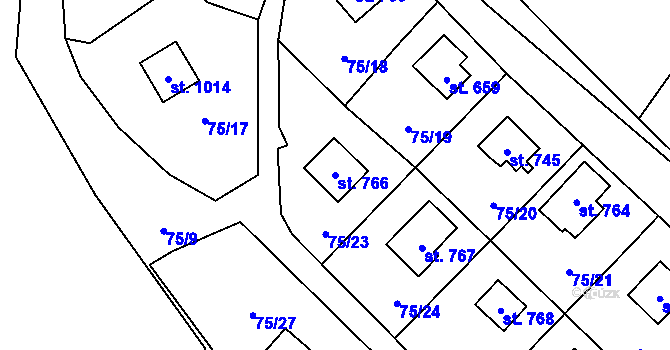 Parcela st. 766 v KÚ Senohraby, Katastrální mapa