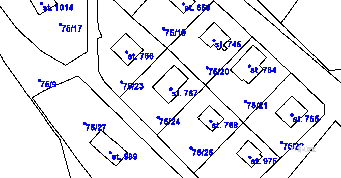 Parcela st. 767 v KÚ Senohraby, Katastrální mapa