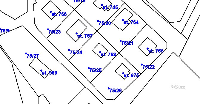 Parcela st. 768 v KÚ Senohraby, Katastrální mapa