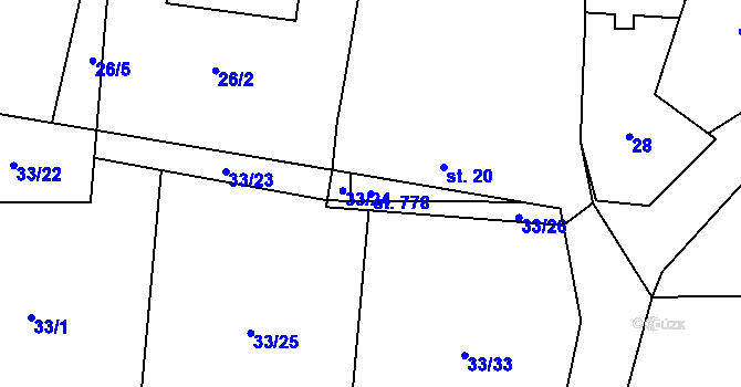 Parcela st. 778 v KÚ Senohraby, Katastrální mapa