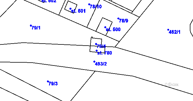 Parcela st. 780 v KÚ Senohraby, Katastrální mapa