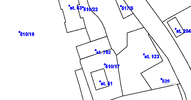 Parcela st. 792 v KÚ Senohraby, Katastrální mapa