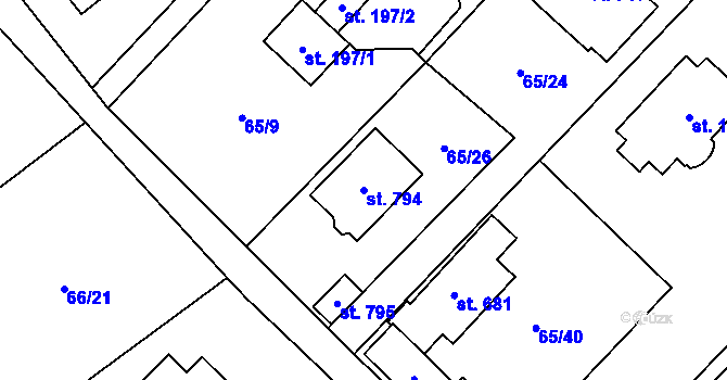 Parcela st. 794 v KÚ Senohraby, Katastrální mapa