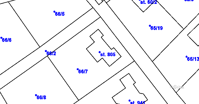 Parcela st. 805 v KÚ Senohraby, Katastrální mapa