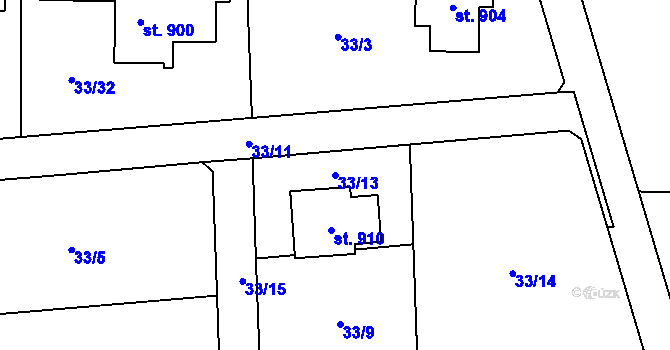 Parcela st. 33/13 v KÚ Senohraby, Katastrální mapa