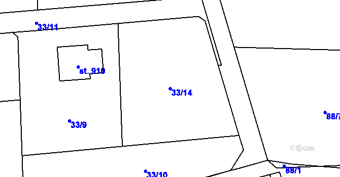 Parcela st. 33/14 v KÚ Senohraby, Katastrální mapa