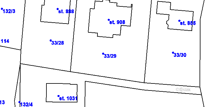 Parcela st. 33/29 v KÚ Senohraby, Katastrální mapa