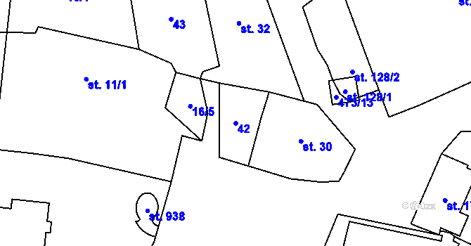 Parcela st. 42 v KÚ Senohraby, Katastrální mapa