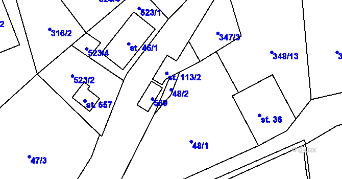 Parcela st. 48/2 v KÚ Senohraby, Katastrální mapa