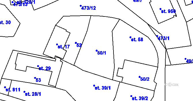 Parcela st. 50/1 v KÚ Senohraby, Katastrální mapa