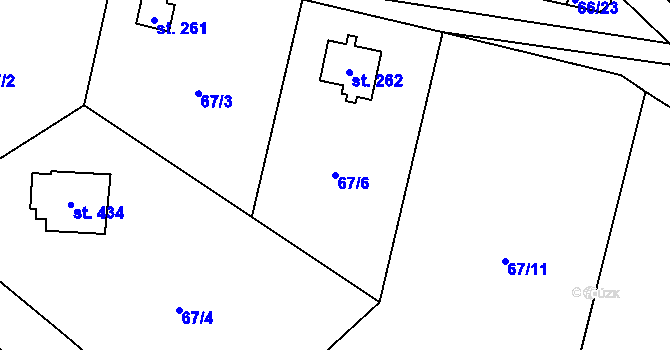 Parcela st. 67/6 v KÚ Senohraby, Katastrální mapa