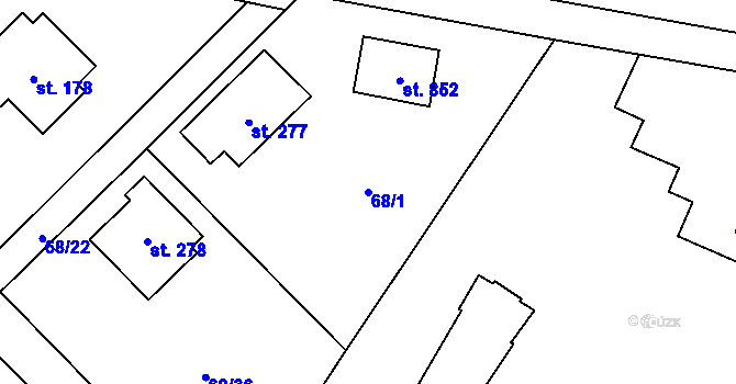 Parcela st. 68/1 v KÚ Senohraby, Katastrální mapa