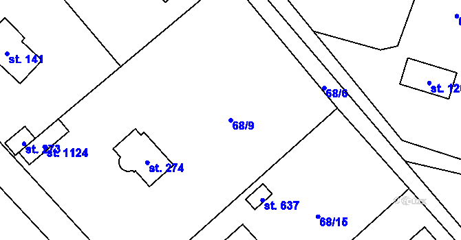 Parcela st. 68/9 v KÚ Senohraby, Katastrální mapa