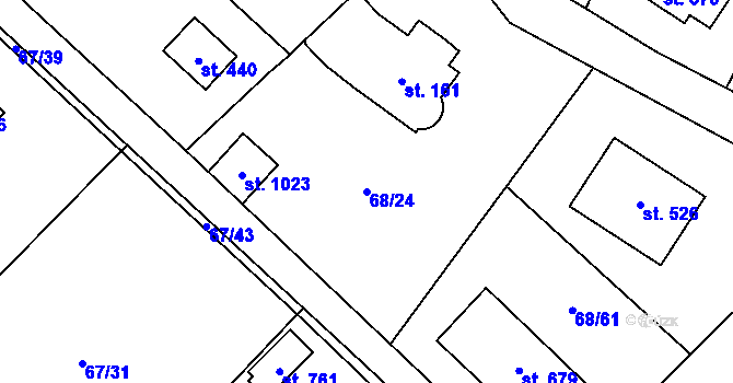 Parcela st. 68/24 v KÚ Senohraby, Katastrální mapa