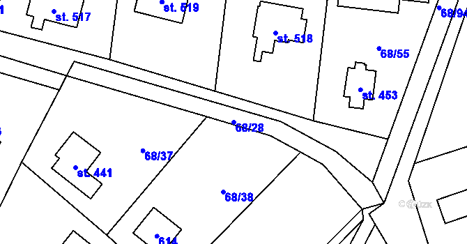 Parcela st. 68/28 v KÚ Senohraby, Katastrální mapa