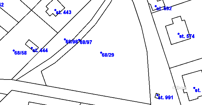 Parcela st. 68/29 v KÚ Senohraby, Katastrální mapa