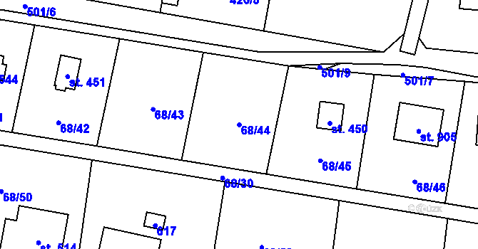 Parcela st. 68/44 v KÚ Senohraby, Katastrální mapa