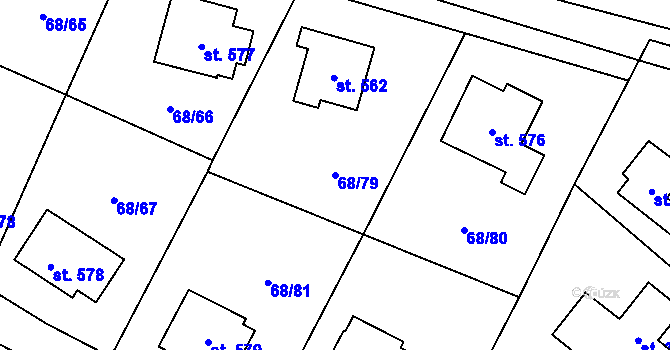 Parcela st. 68/79 v KÚ Senohraby, Katastrální mapa