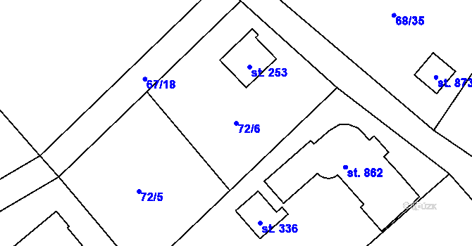 Parcela st. 72/6 v KÚ Senohraby, Katastrální mapa