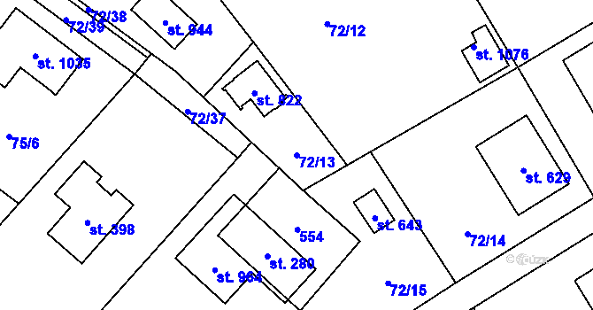 Parcela st. 72/13 v KÚ Senohraby, Katastrální mapa