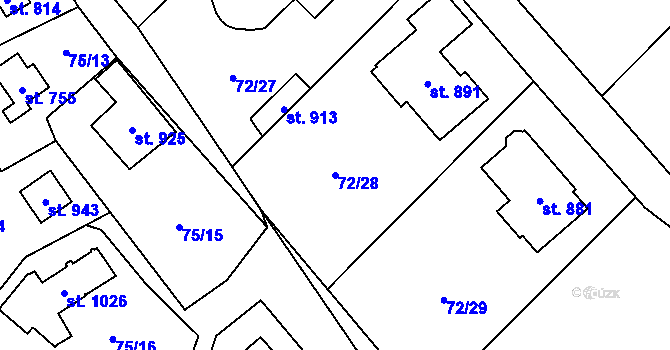 Parcela st. 72/28 v KÚ Senohraby, Katastrální mapa