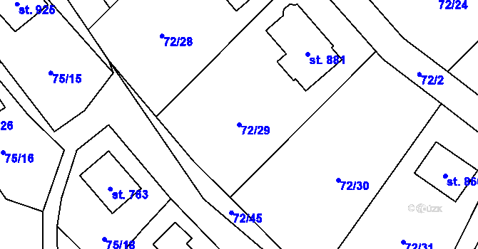 Parcela st. 72/29 v KÚ Senohraby, Katastrální mapa