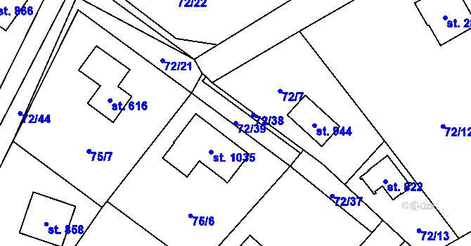 Parcela st. 72/39 v KÚ Senohraby, Katastrální mapa