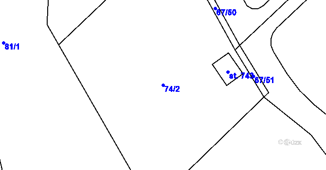 Parcela st. 74/2 v KÚ Senohraby, Katastrální mapa