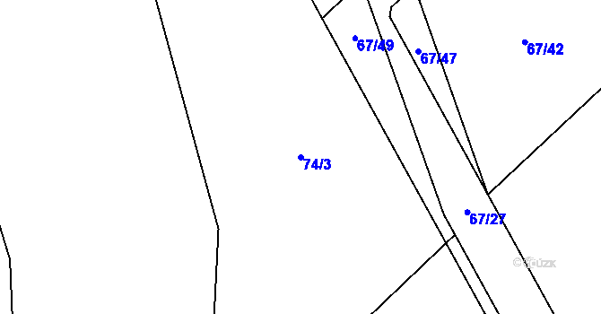 Parcela st. 74/3 v KÚ Senohraby, Katastrální mapa