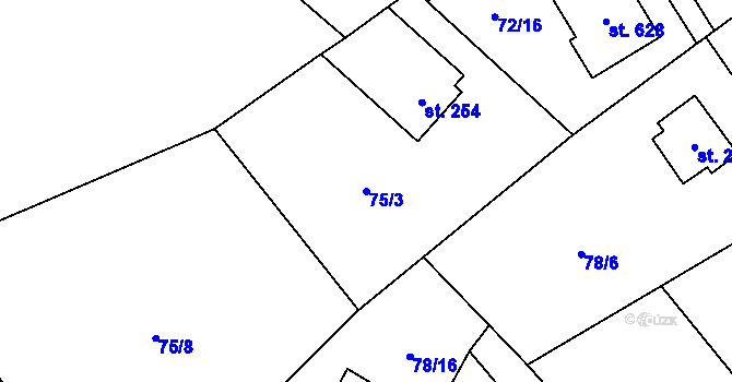 Parcela st. 75/3 v KÚ Senohraby, Katastrální mapa