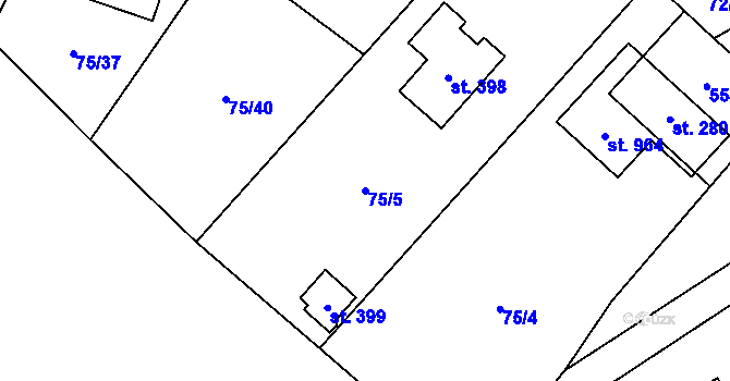 Parcela st. 75/5 v KÚ Senohraby, Katastrální mapa