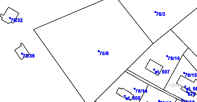Parcela st. 75/8 v KÚ Senohraby, Katastrální mapa