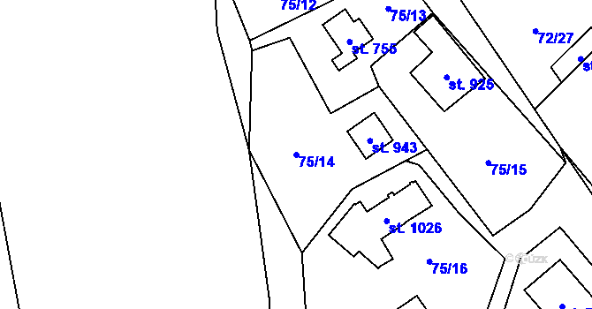 Parcela st. 75/14 v KÚ Senohraby, Katastrální mapa