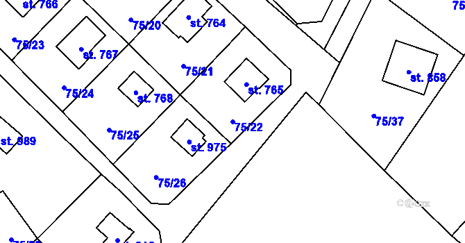 Parcela st. 75/22 v KÚ Senohraby, Katastrální mapa