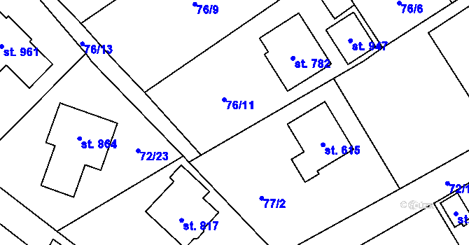 Parcela st. 76/12 v KÚ Senohraby, Katastrální mapa