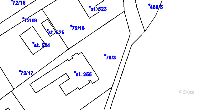 Parcela st. 78/3 v KÚ Senohraby, Katastrální mapa