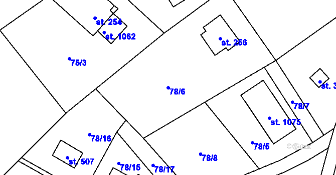 Parcela st. 78/6 v KÚ Senohraby, Katastrální mapa