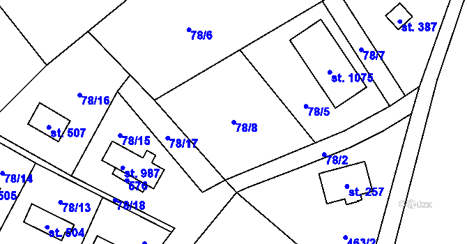 Parcela st. 78/8 v KÚ Senohraby, Katastrální mapa