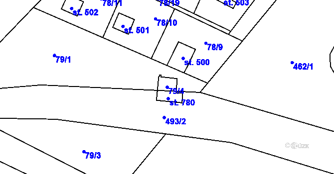Parcela st. 79/4 v KÚ Senohraby, Katastrální mapa