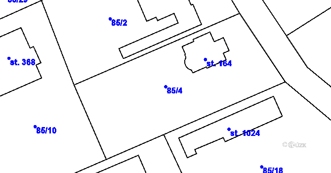 Parcela st. 85/4 v KÚ Senohraby, Katastrální mapa