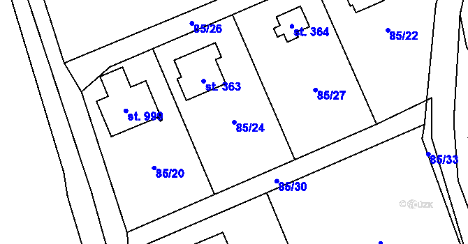 Parcela st. 85/24 v KÚ Senohraby, Katastrální mapa