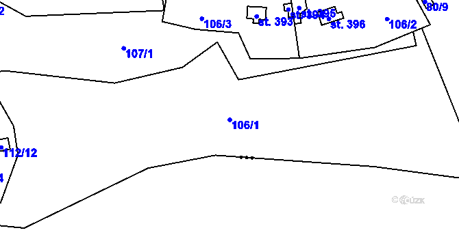 Parcela st. 106/1 v KÚ Senohraby, Katastrální mapa