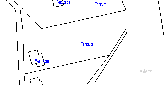 Parcela st. 113/3 v KÚ Senohraby, Katastrální mapa